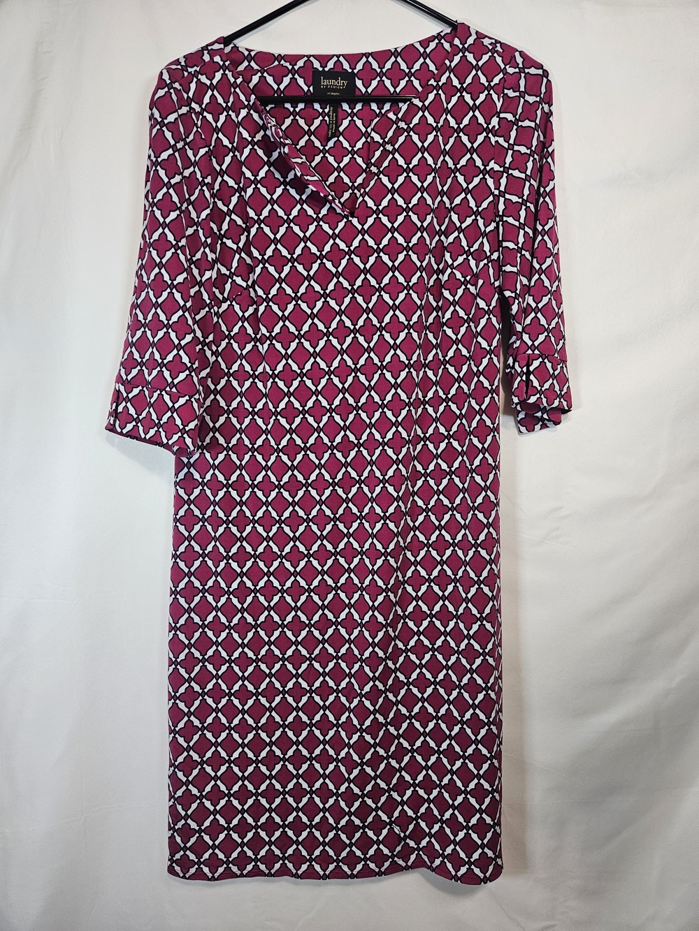 Laundry by Design Magenta Geometric Midi Dress